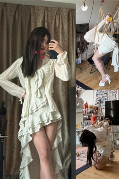 [Yezi Rope Club]Yezi Self-Binding Small Class Episode 2 | 12cm high heel white skirt with straight arm behind the back tied up, the super large toy was completely stuffed in, and the pain was too much to move!