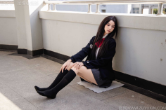 Foot Joy Photography Issue 6: Model Yunyue (Pairing: JK uniform, leather shoes, black stockings, flesh-colored foot socks, bare feet)